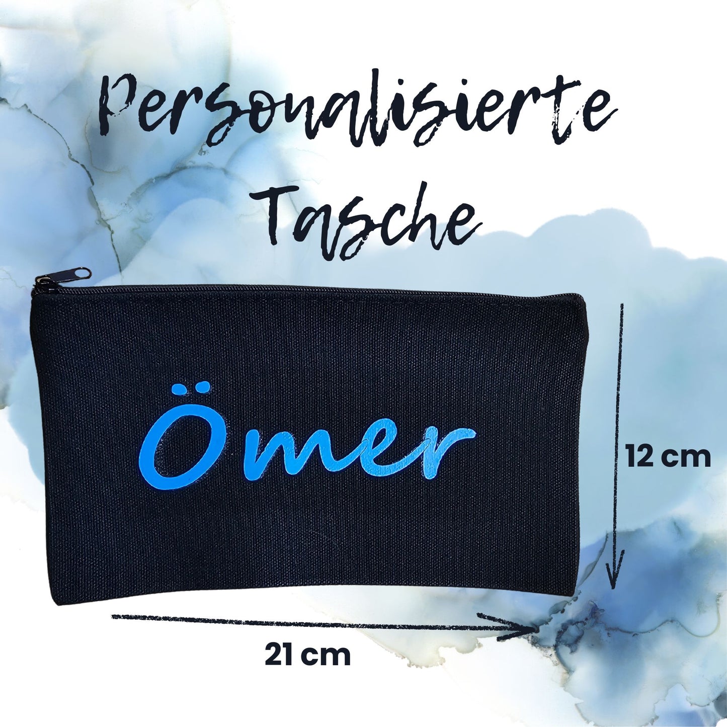 Personalisierbare Canvas -Tasche mit Reißverschluss